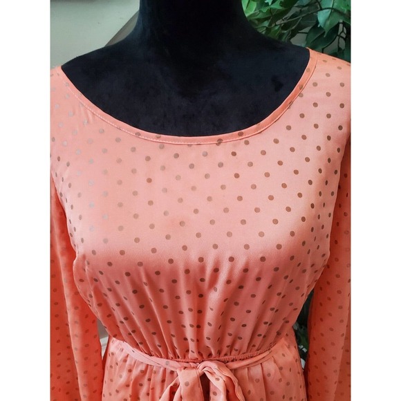 Umgee Women Orange Cotton Round Neck Long Sleeve Casual Knee Length Dress Size M - Picture 2 of 13